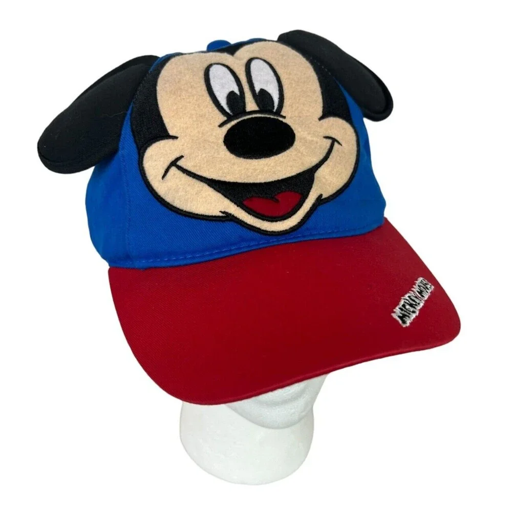 Disney Mickey Mouse Adjustable Ball Cap Hat w 3D Ears 2011 NWOT Blue & Red